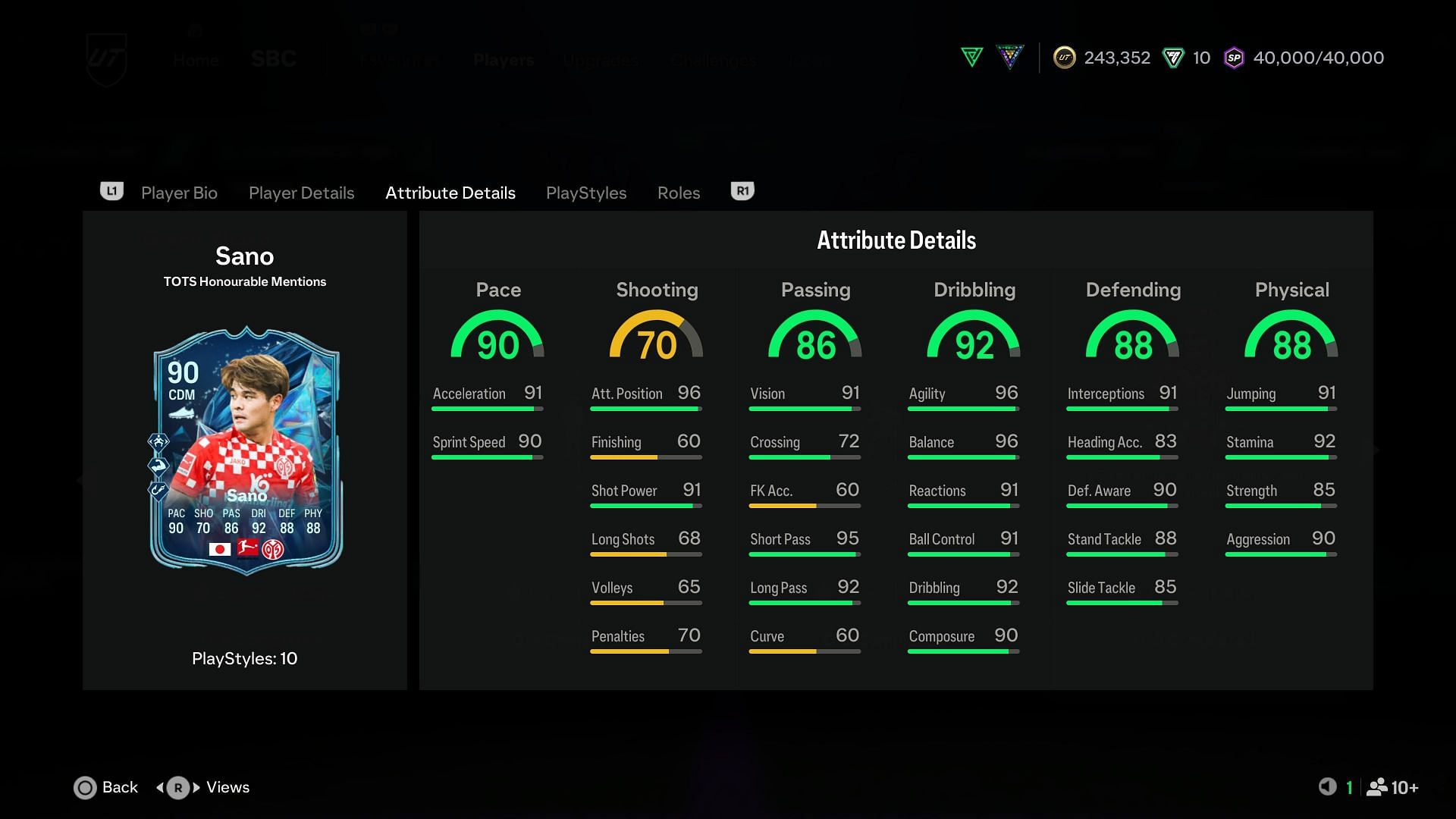 The stats (Image via EA Sports)